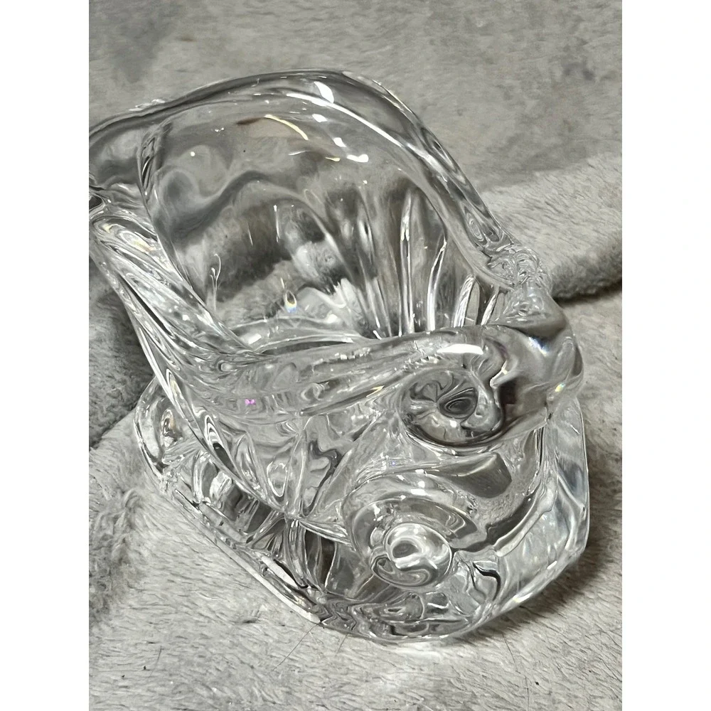 Heavy Clear Crystal Votive Candle Holder Trinket Dish Candy Bowl Swirl Glass